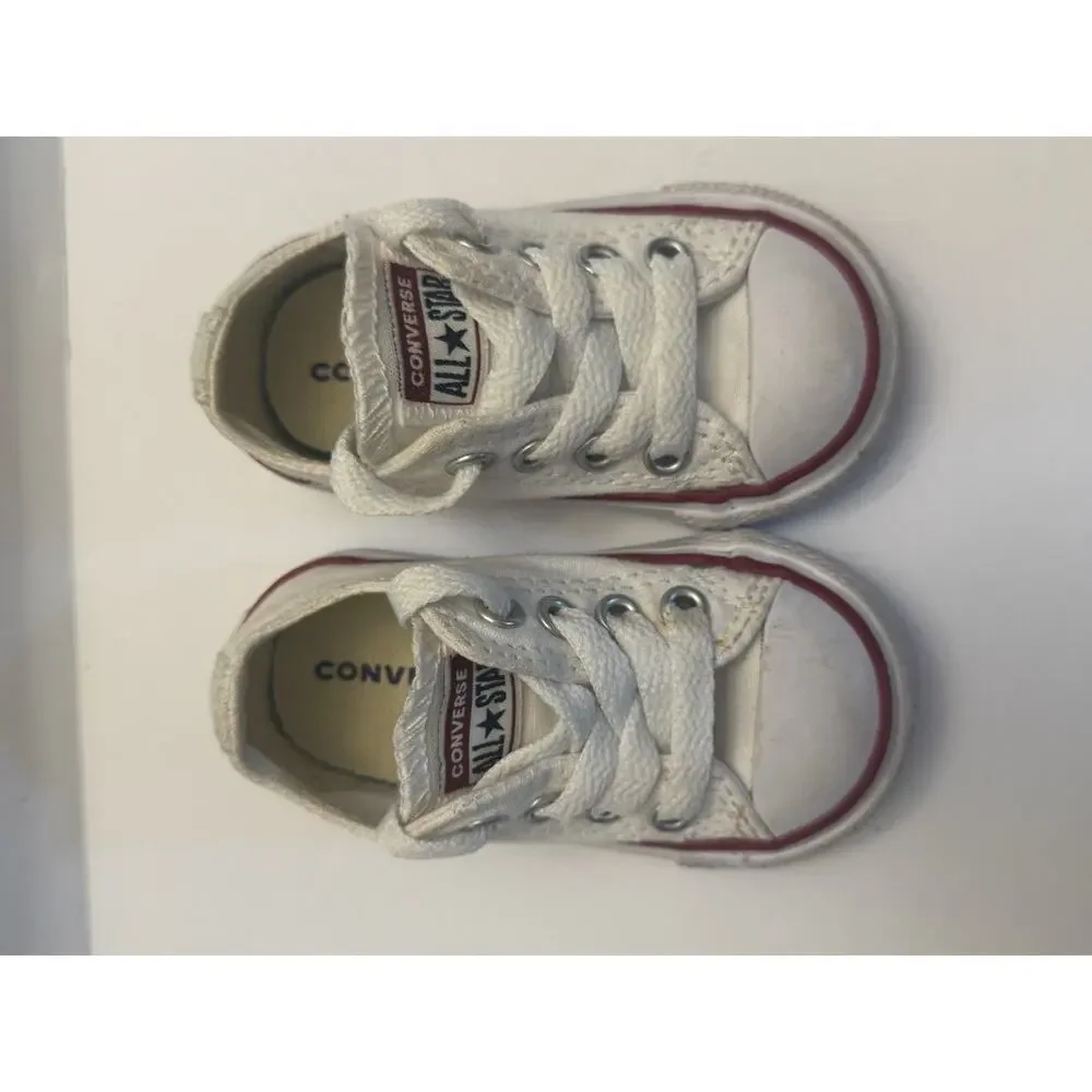 Converse All Star Toddler Size 3 White Low Top Canvas Sneakers Shoes